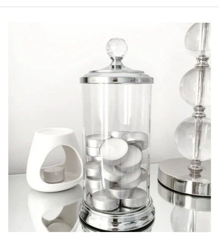 Glass tea-light storage jar
